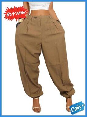 Vakkest Women's Baggy Parachute Pants High Waisted Balloon Wide Leg